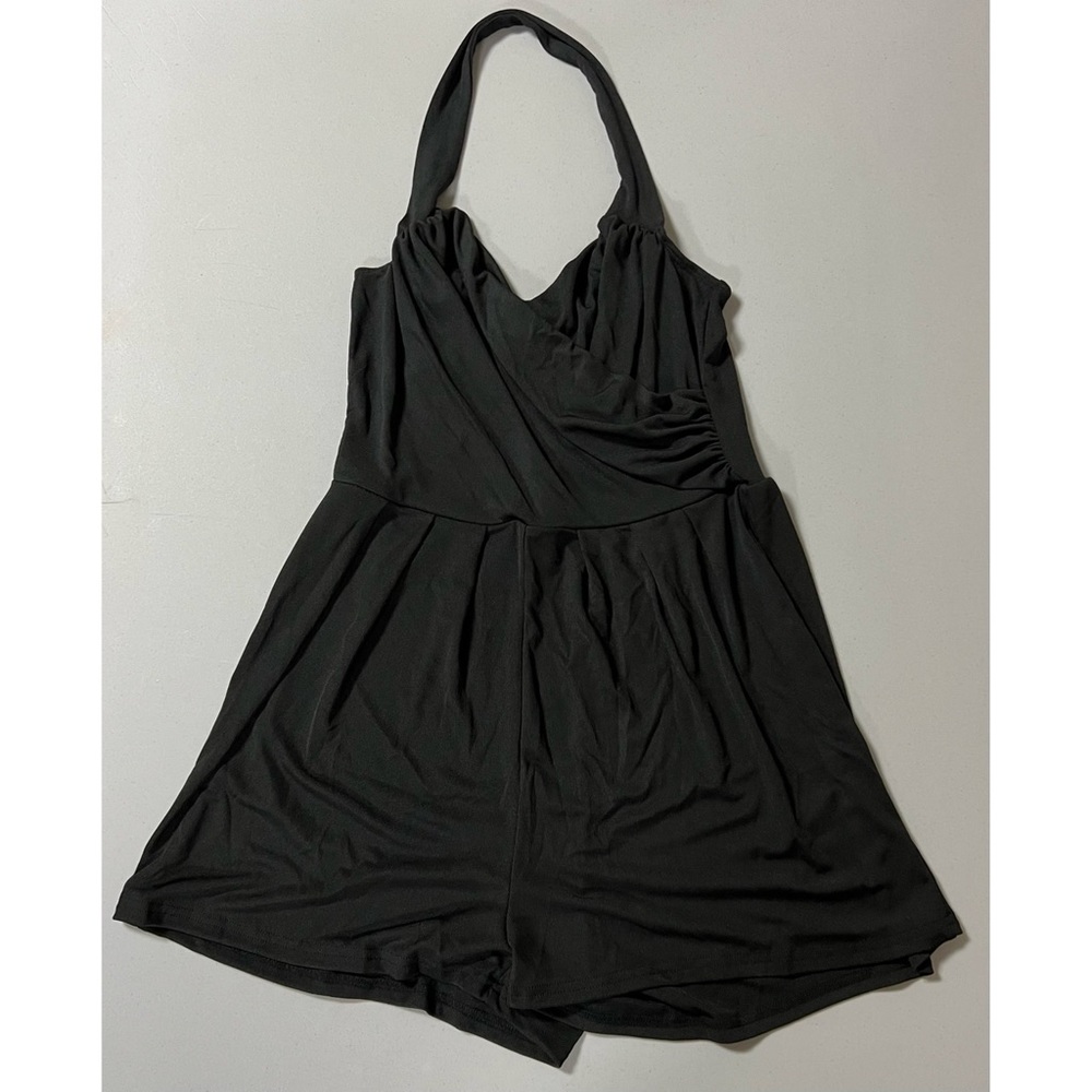 Black Solid Halter Romper Playsuit Jumper Onesie Size S 🖤 #halter #romper